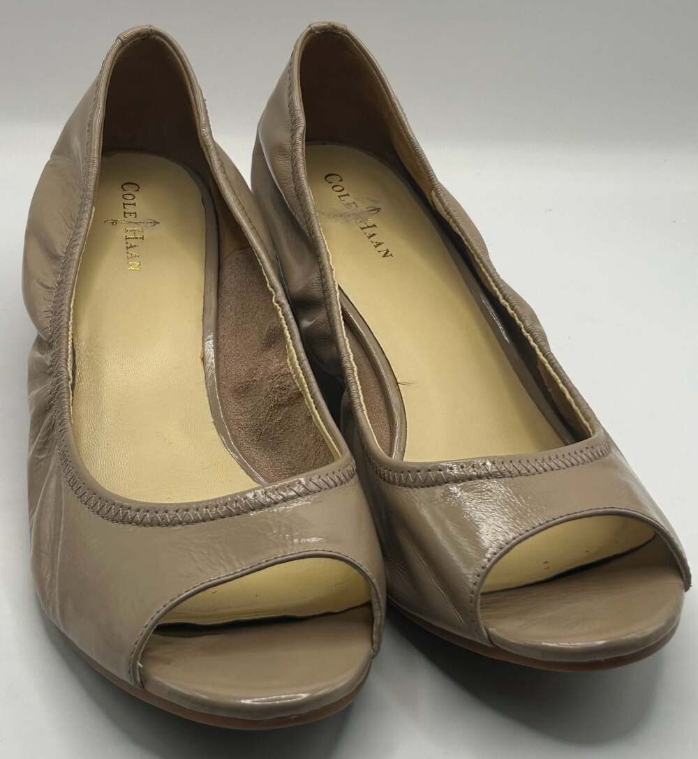 Cole Haan Nike Air Patent Leather Peep Toe Wedge Heels Size 9.5B